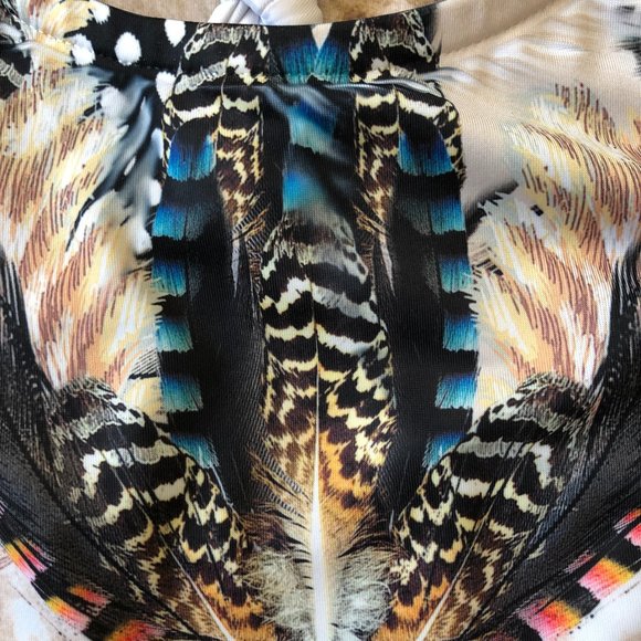 Sophie & Mia Feather Print High- Low Dress with Braided Racerback Straps - Picture 5 of 14